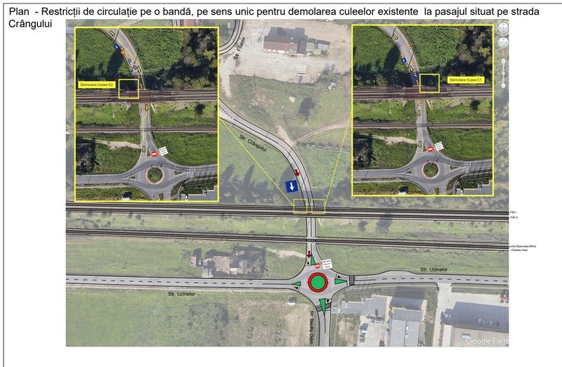 Restricții de trafic pe strada Crângului din Oradea, 17–31 august